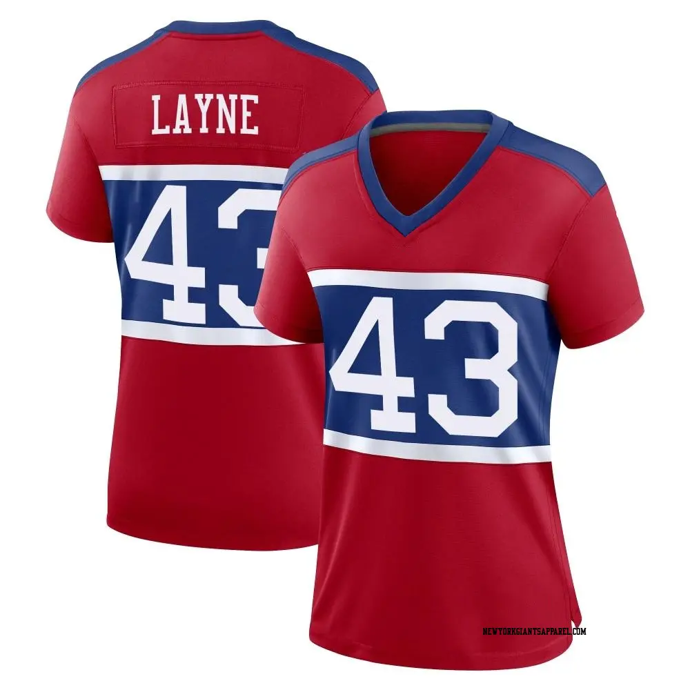 Game Red Women's Raheem Layne New York Giants Century Alternate Jersey