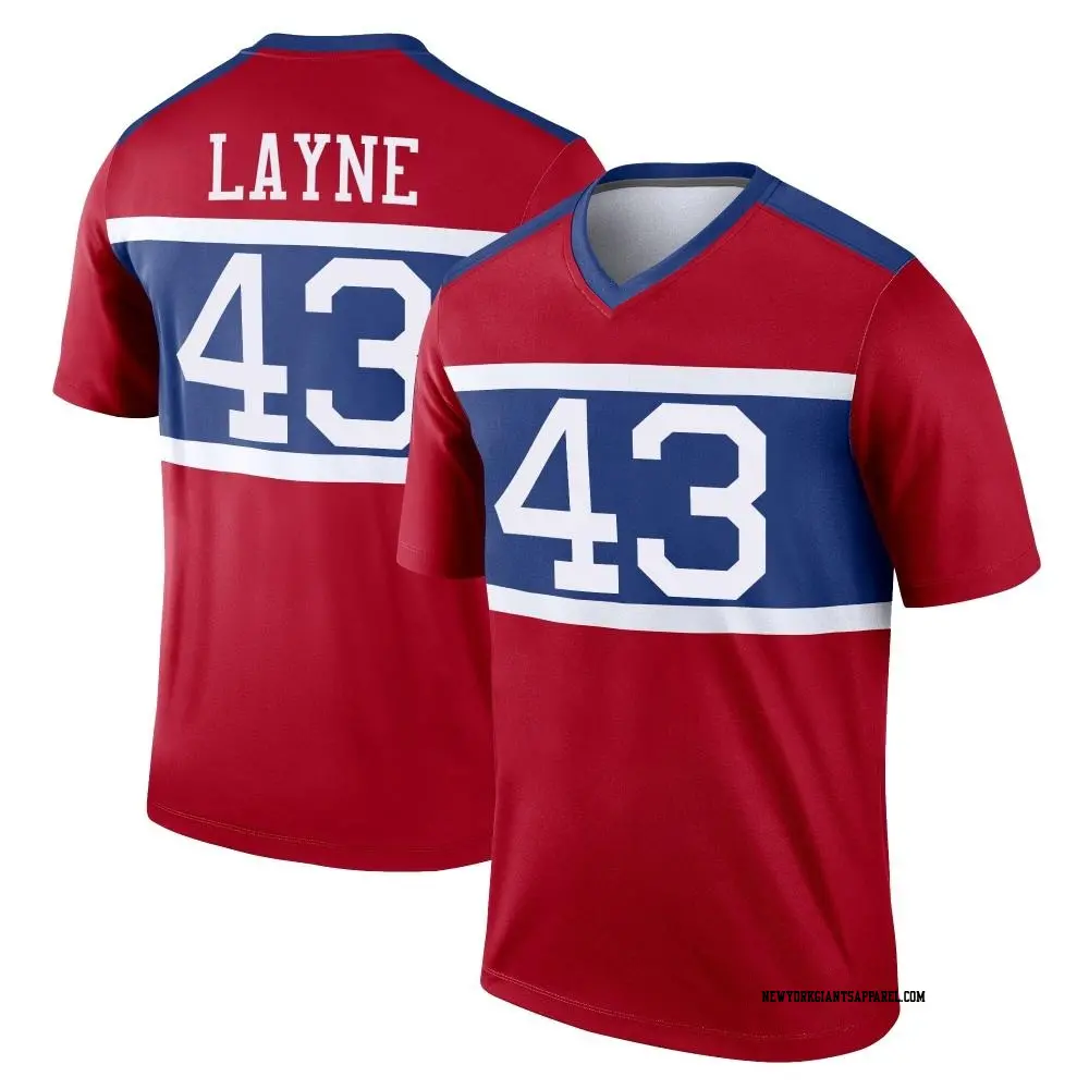 Legend Red Men's Raheem Layne New York Giants Century Alternate Jersey