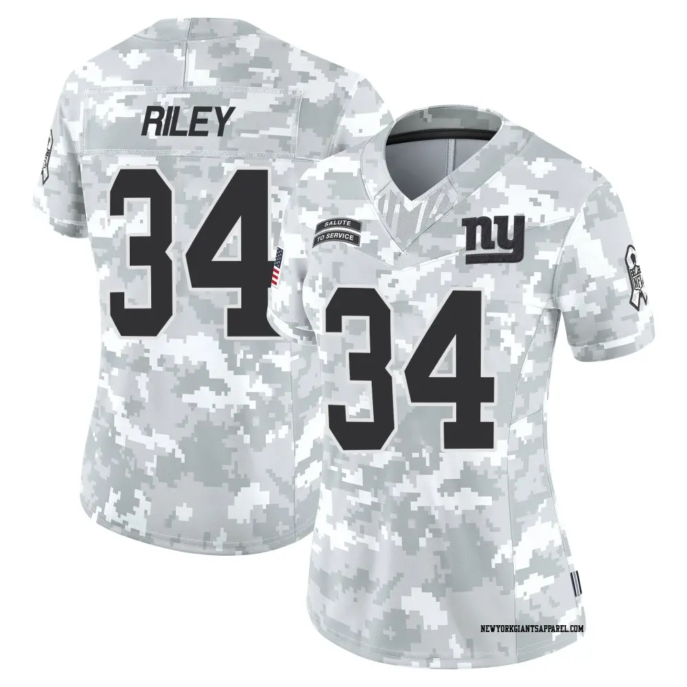 Limited Arctic Camo Women's Elijah Riley New York Giants 2024 Salute to Service Jersey