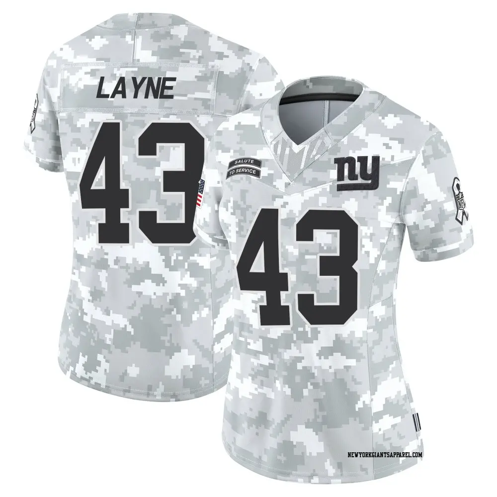 Limited Arctic Camo Women's Raheem Layne New York Giants 2024 Salute to Service Jersey