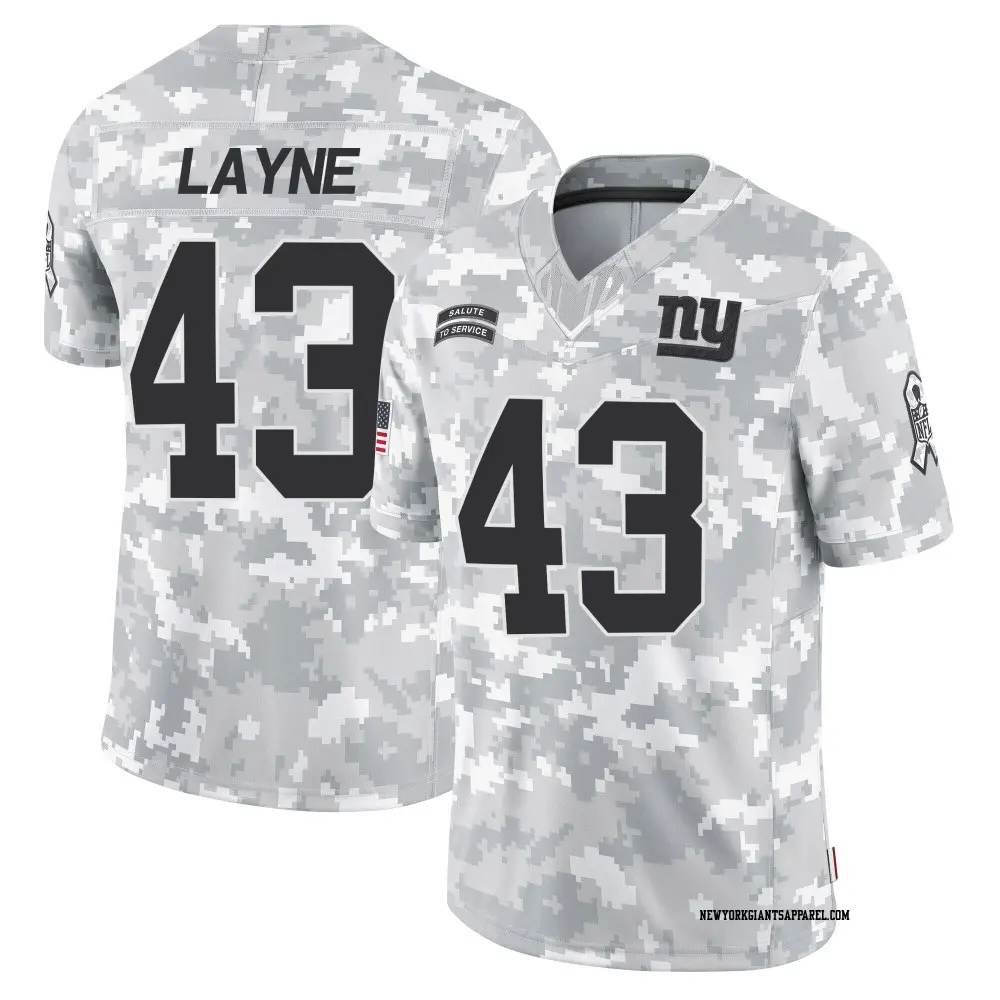 Limited Arctic Camo Youth Raheem Layne New York Giants 2024 Salute to Service Jersey
