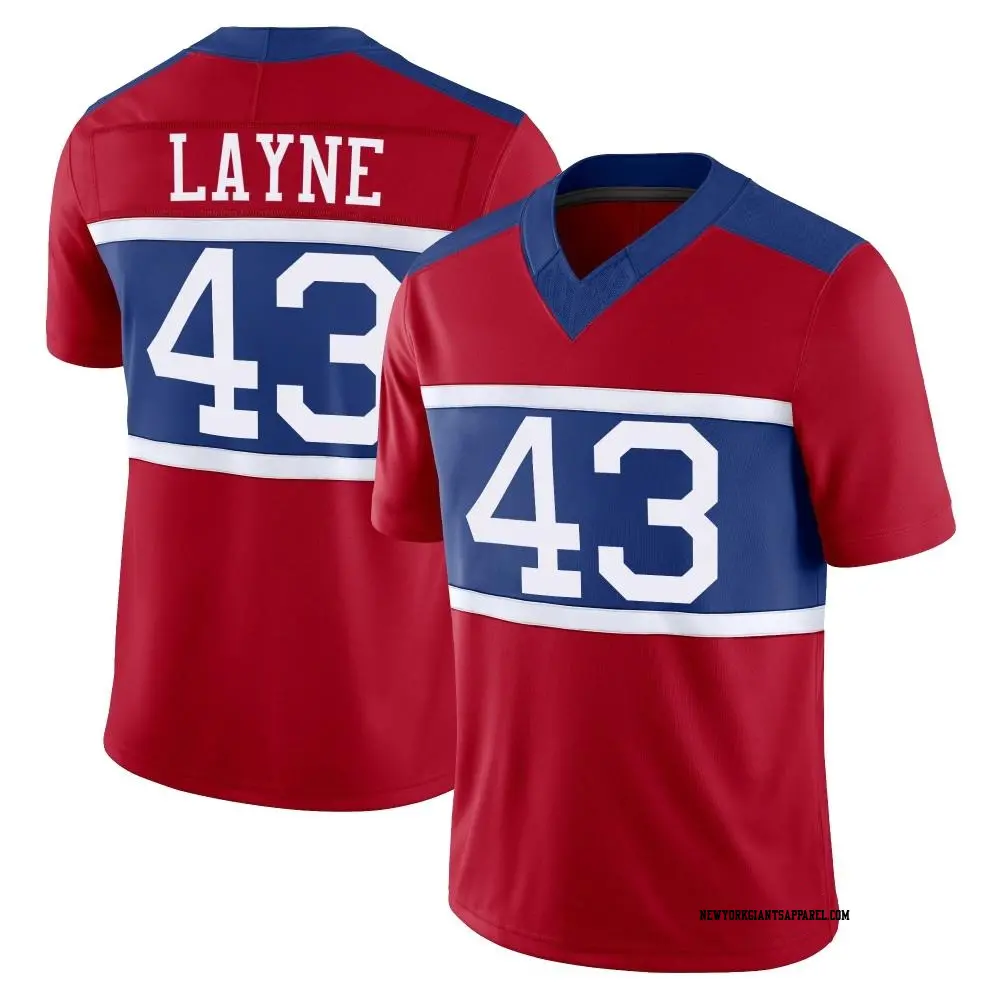 Limited Red Men's Raheem Layne New York Giants Century Alternate Vapor F.U.S.E. Jersey